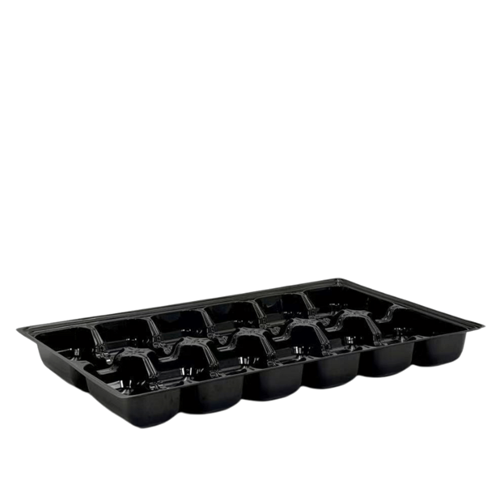 12 Cavity RPET Oyster Tray Black - 400/CTN - TEM IMPORTS™