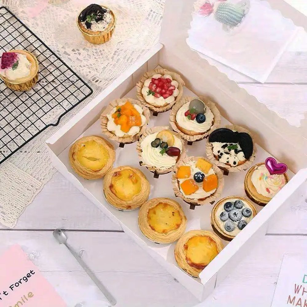 12 Cupcake White Paper Box With Window - TEM IMPORTS™