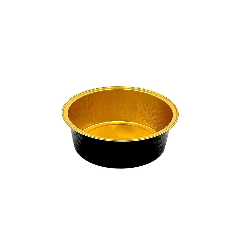 150mL Round Aluminium Foil Cake Tin Black & Gold Series - Smooth Wall