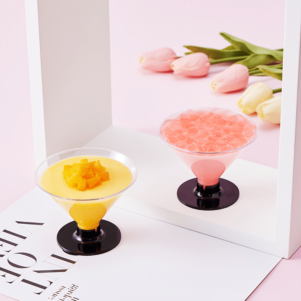 150mL Clear Mini Pedestal Short Martini Dessert Cup - Black Stand - TEM IMPORTS™