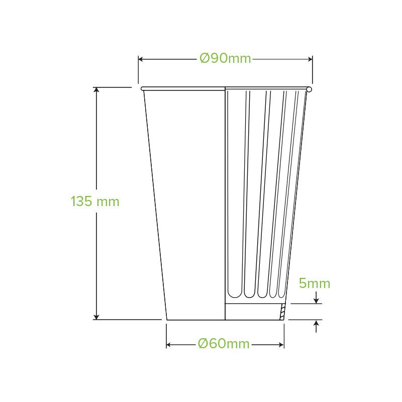 16oz/460mL (90mm) White Double Wall BioCup - 600pcs/ctn - TEM IMPORTS™