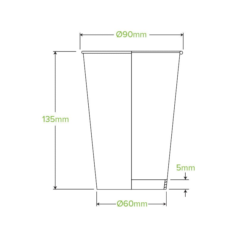 16oz/510mL (90mm) Black Single Wall BioCup - 1000pcs/ctn - TEM IMPORTS™