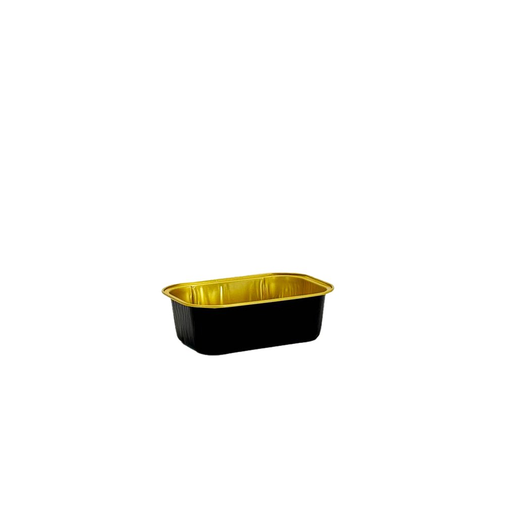 170mL Rectangular Aluminium Foil Cake Tin Black & Gold Series - Smooth Wall