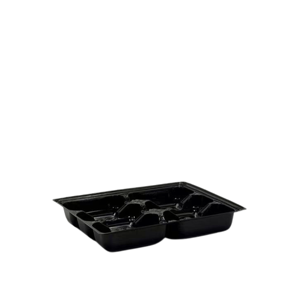 6 Cavity RPET Oyster Tray Black - 800/CTN - TEM IMPORTS™