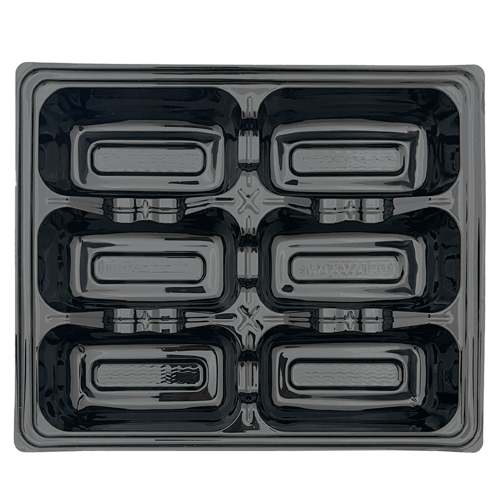 6 Cavity RPET Oyster Tray Black - 800/CTN - TEM IMPORTS™