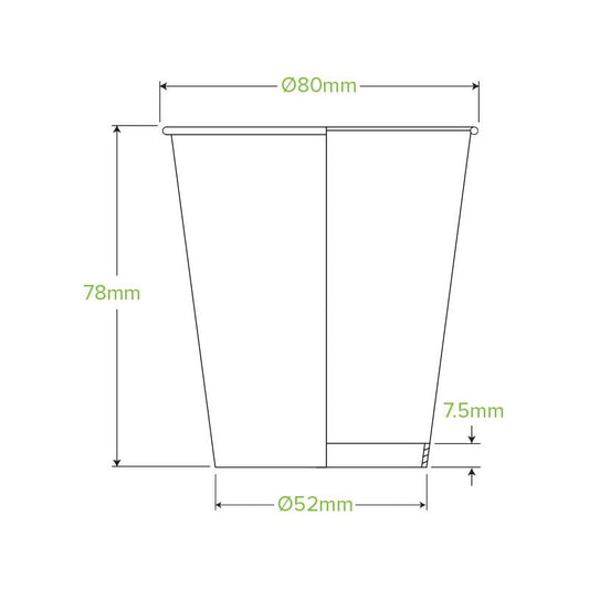 6oz/230mL (80mm) White Green Line Single Wall BioCup - 1000pcs/ctn - TEM IMPORTS™