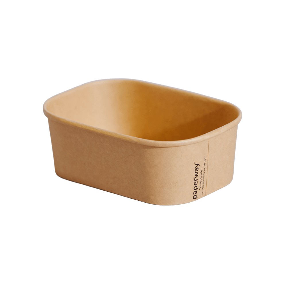750mL Paperway™ PP Coated Kraft Rectangular Container - 300/CTN - TEM IMPORTS™