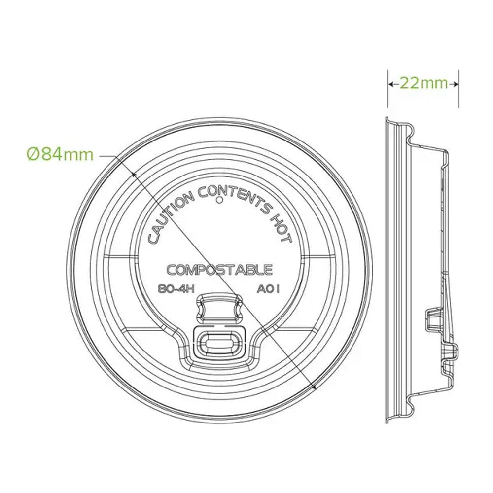 80mm Small White Reclosable Plant Fibre Lid - 1000/CTN - TEM IMPORTS™