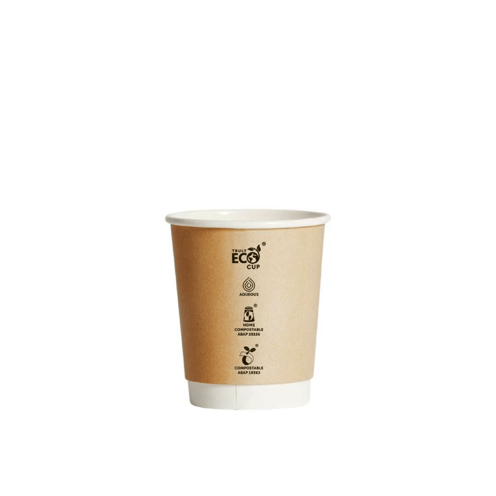 8oz Truly Eco® Aqueous Double Wall Paper Cup Kraft Printed - 500/CTN - TEM IMPORTS™