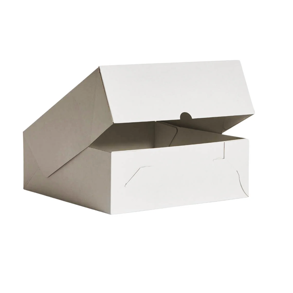 10" Inch Tall Easy Fold White Corrugated Cake Box - 50/CTN