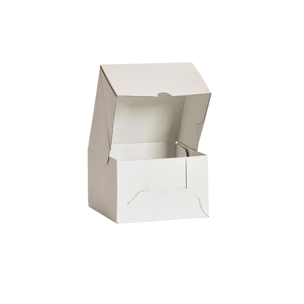 6" Inch Easy Fold White Corrugated Cake Box - 100/CTN