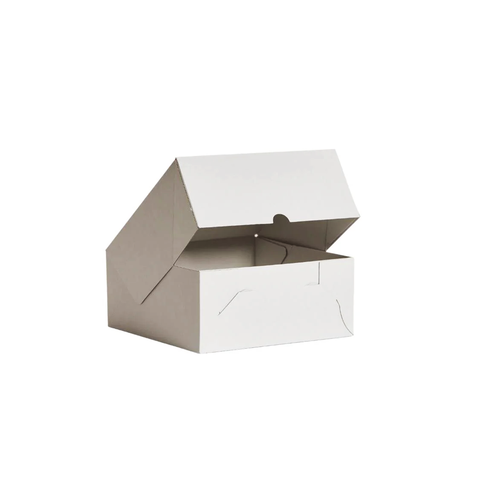 8" Inch Tall Easy Fold White Corrugated Cake Box - 100/CTN