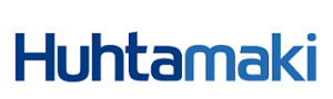 Huhtamaki logo in blue on a white background