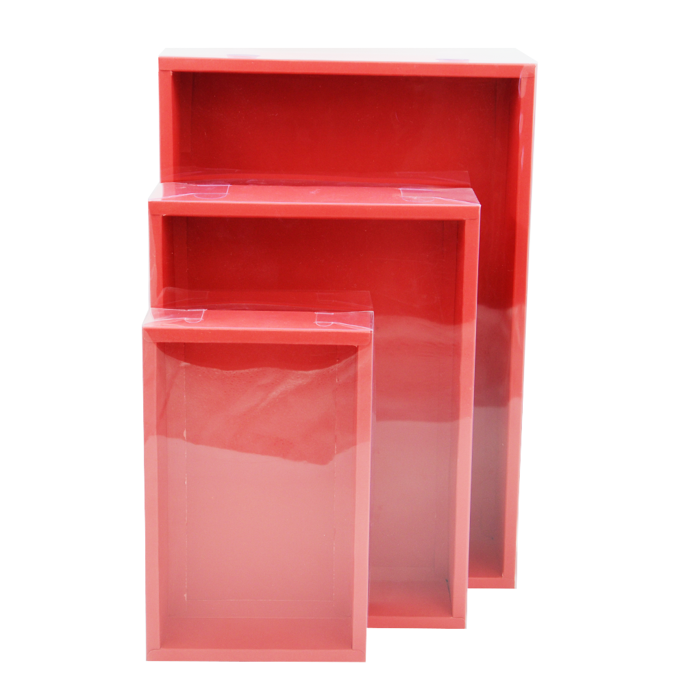 Large Rectangular Red Paper Box With Clear Lid H100 - Pack of 25