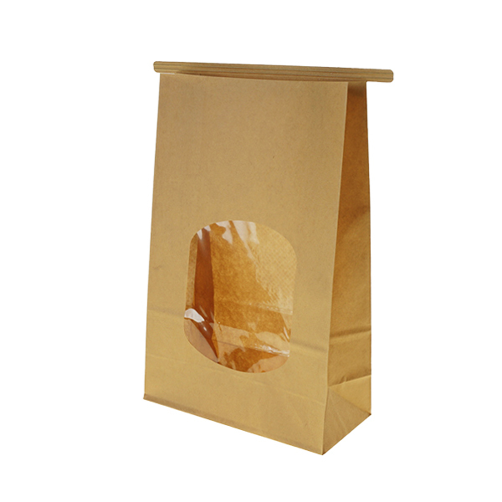 Large Kraft Window Tin-Tie Paper Bag - 400/CTN