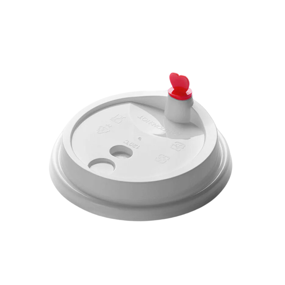 16-24oz - (D/90mm) Bubble Tea Cup Lid With Red Heart Plug