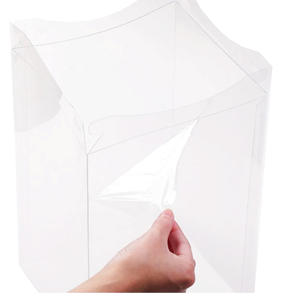 22x22x24 Clear Square Cake Box Peach With Paper Lid