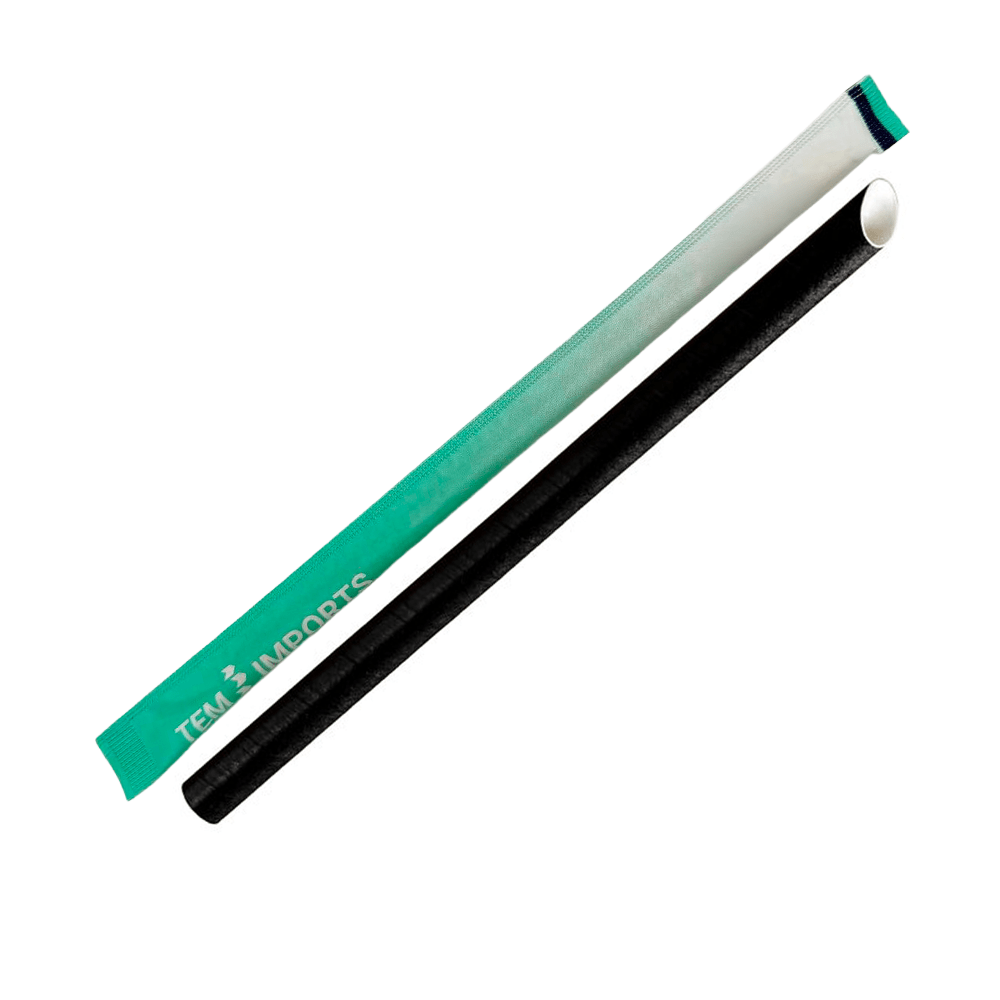 Individually Wrap 10mm Slant Cut Jumbo Paper Straw Black - TEM IMPORTS™