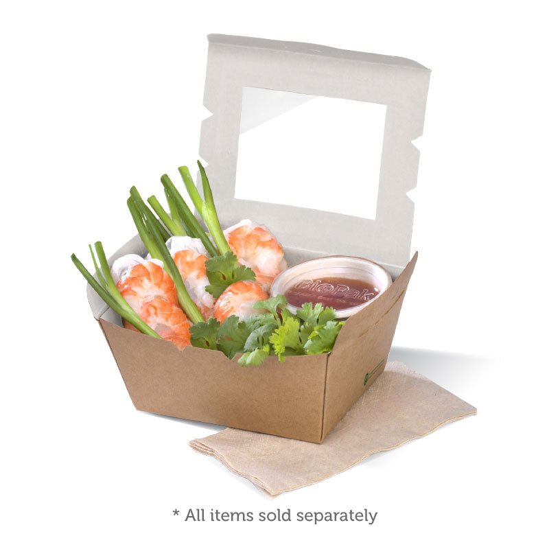 Small BioBoard Lunch Box With Window - 200pcs/Ctn - TEM IMPORTS™