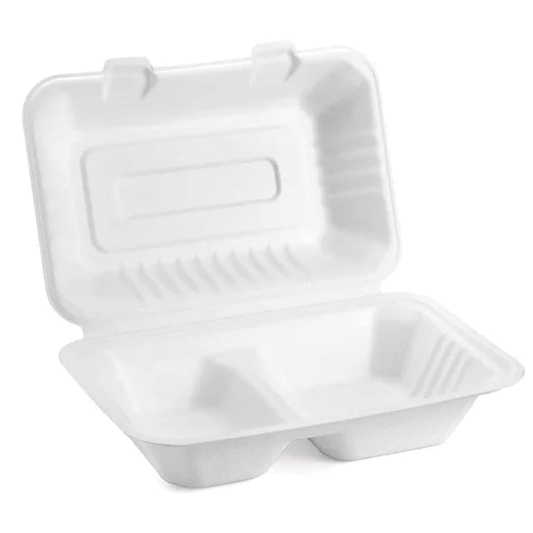 Sugarcane Snack Pack 2 Compartment Food Clam - 250/CTN - TEM IMPORTS™