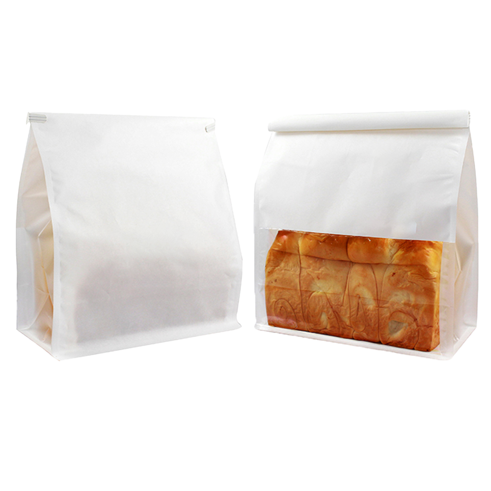 Large Paper Bread Bag Window - White