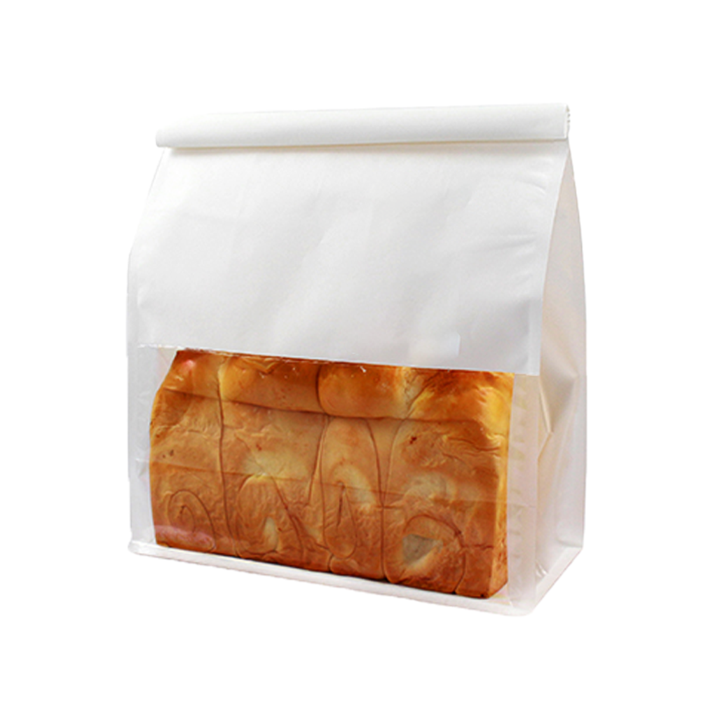 Large Paper Bread Bag Window - White