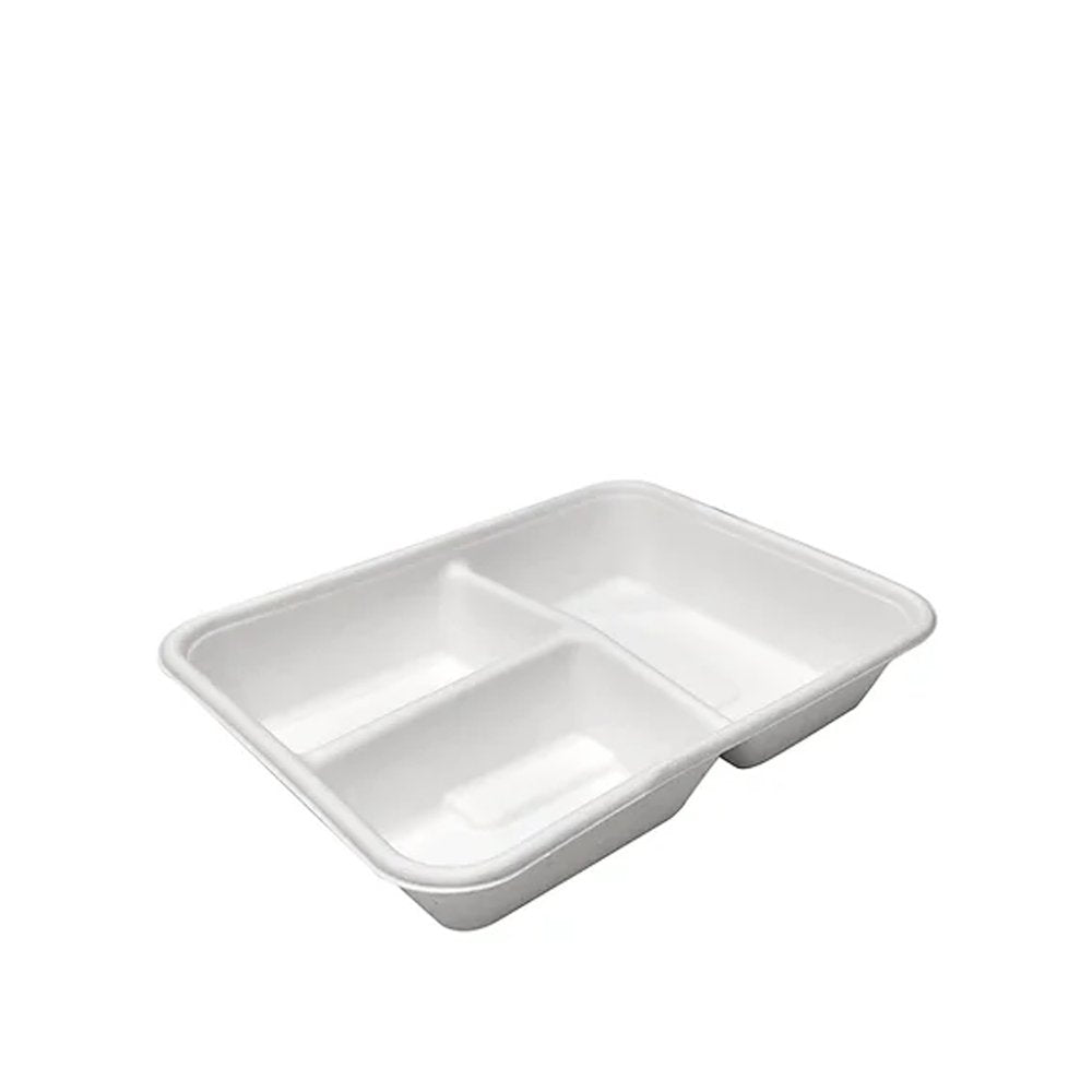 3 Compartment Rectangular Sugarcane Tray - TEM IMPORTS™