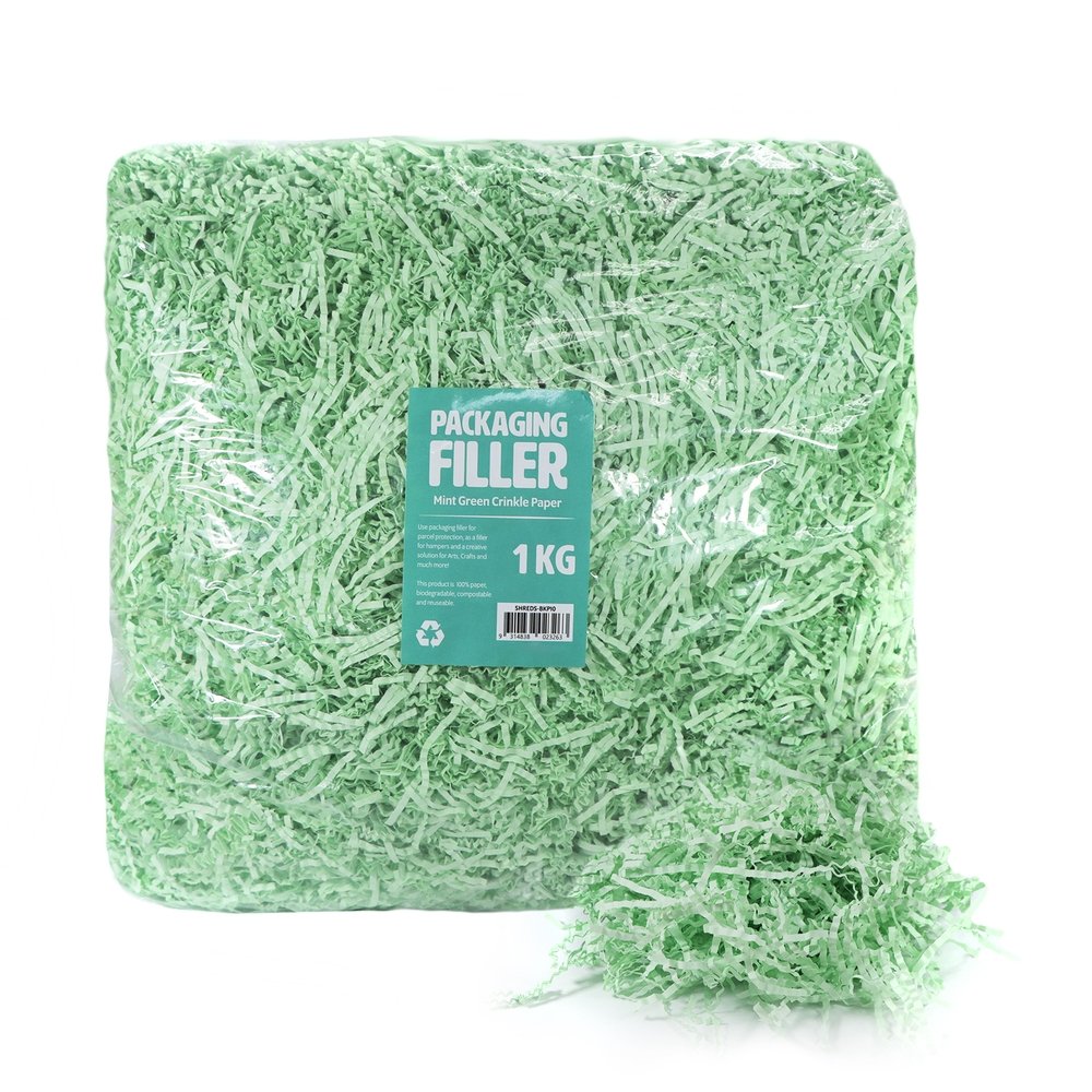 Mint Green Crinkle Paper Shreds Fillers - 1Kg - TEM IMPORTS™