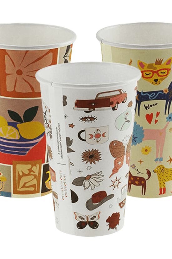 12oz (90mm) Cafe Collection Art Single Wall Paper Coffee Cup - 1000/CTN - TEM IMPORTS™