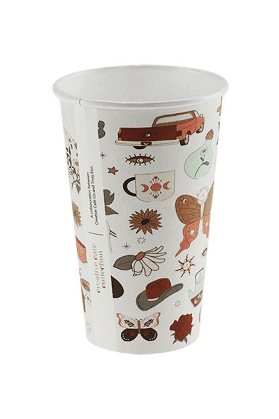 12oz (90mm) Cafe Collection Art Single Wall Paper Coffee Cup - 1000/CTN - TEM IMPORTS™