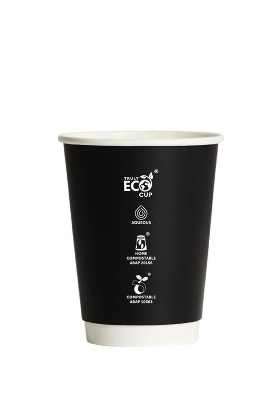 12oz Truly Eco® Aqueous Double Wall Paper Cup Black - 500/CTN - TEM IMPORTS™