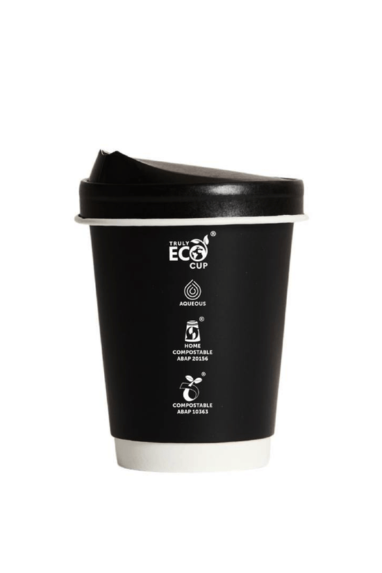 12oz Truly Eco® Aqueous Double Wall Paper Cup Black - 500/CTN - TEM IMPORTS™