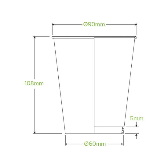 12oz/390mL (90mm) Kraft Green Stripe Single Wall BioCup - 1000pcs/Ctn - TEM IMPORTS™