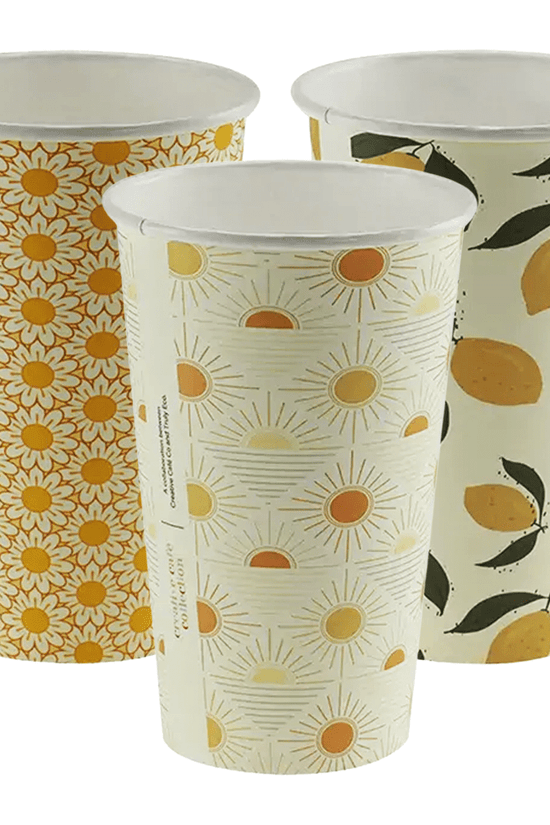 16oz (90mm) Cafe Collection Art Single Wall Paper Coffee Cup - 1000/CTN - TEM IMPORTS™