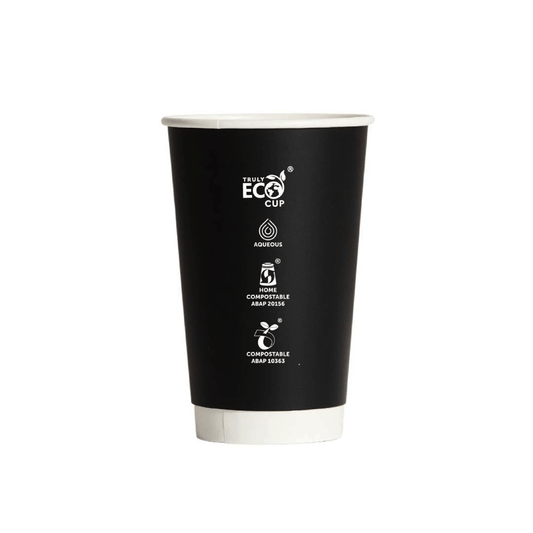 16oz Truly Eco® Aqueous Double Wall Paper Cup Black - 500/CTN - TEM IMPORTS™