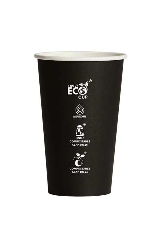 16oz Truly Eco® Aqueous Single Wall Paper Cup Black - 1000/CTN - TEM IMPORTS™