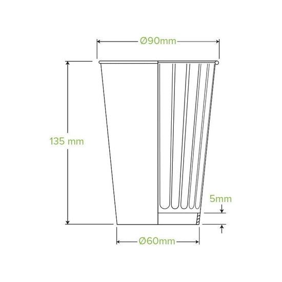 16oz/460mL (90mm) Black Double Wall BioCup - 1000pcs/ctn - TEM IMPORTS™