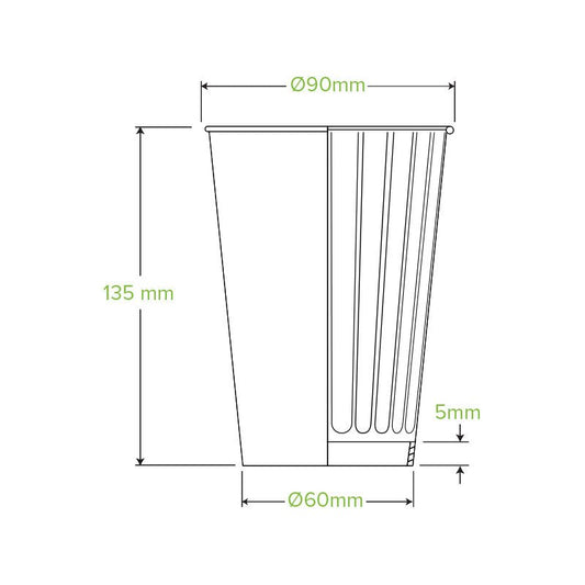 16oz/460mL (90mm) Kraft Green Stripe Double Wall BioCup - 600pcs/Ctn - TEM IMPORTS™