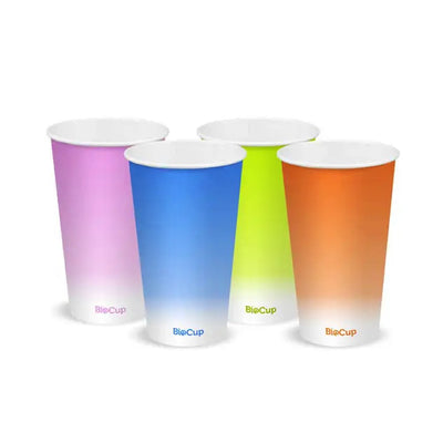 16oz/500mL (90mm) Mixed Colours Cold Paper BioCup - 1000/CTN - TEM IMPORTS™