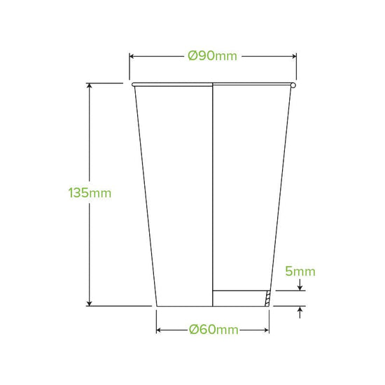16oz/510mL (90mm) Black Single Wall BioCup - 1000pcs/ctn - TEM IMPORTS™