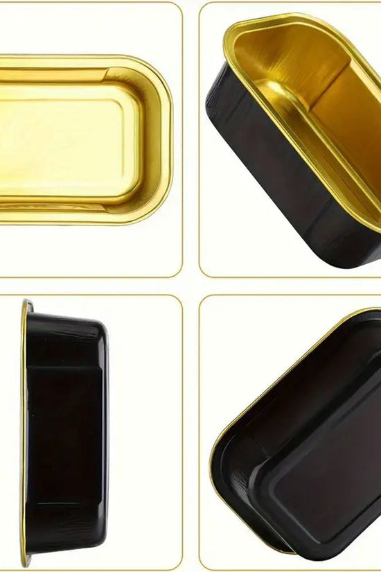 170mL Black & Gold Rectangular Aluminium Foil Cake Tin - TEM IMPORTS™