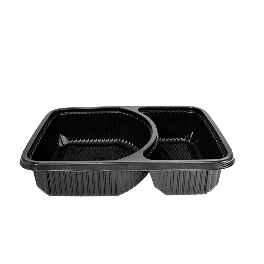 2 Premium Compartment Bento Lunch Box Black Base - 400/CTN - TEM IMPORTS™