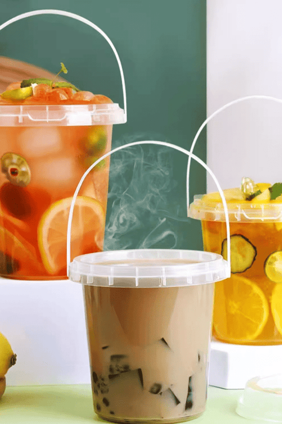 24oz/700mL Clear Fruit/Milk Tea Tamper Proof Bucket Cups - TEM IMPORTS™