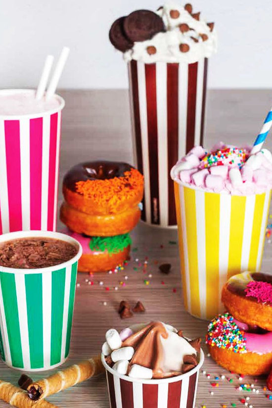 24oz/710mL (D/90mm) Candy Stripe Paper Cold Cup - TEM IMPORTS™
