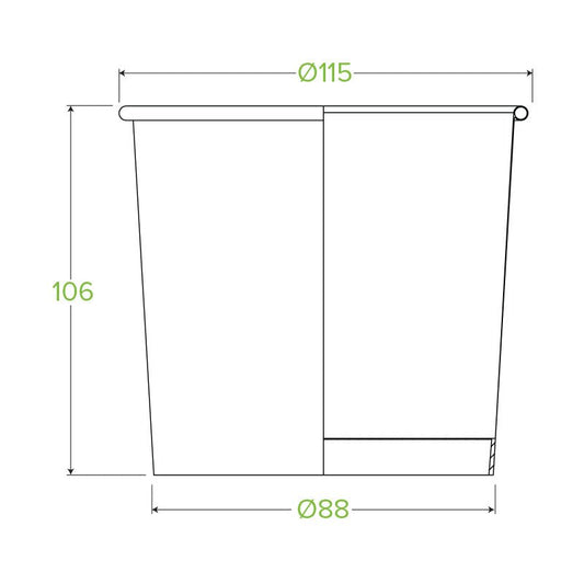 24oz/740mL White Paper BioBowl - 500pcs/Ctn - TEM IMPORTS™