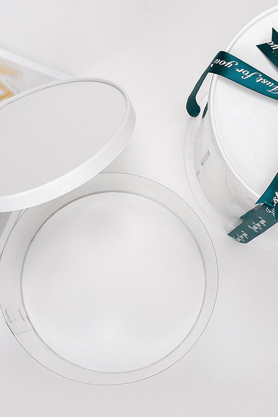 30x34 Round Transparent Box With Paper Lid - TEM IMPORTS™