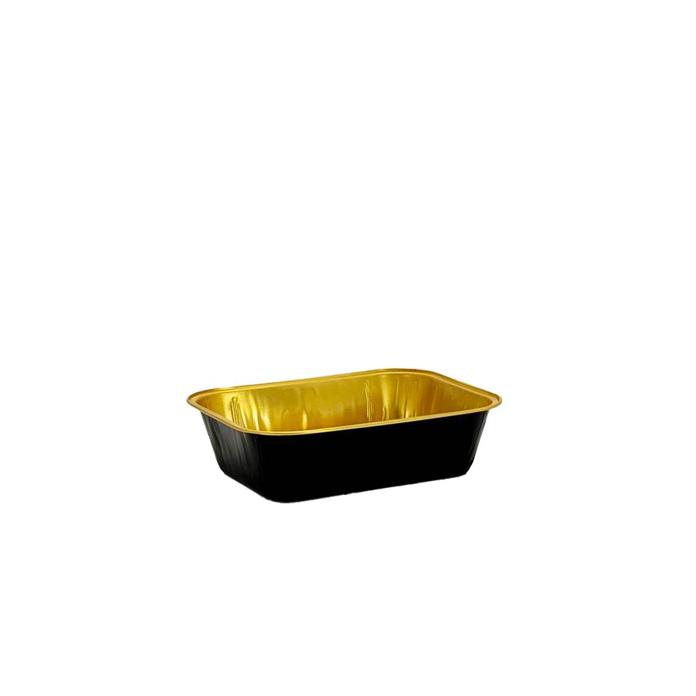 330mL Rectangular Aluminium Foil Cake Tin Black & Gold Series - Smooth Wall