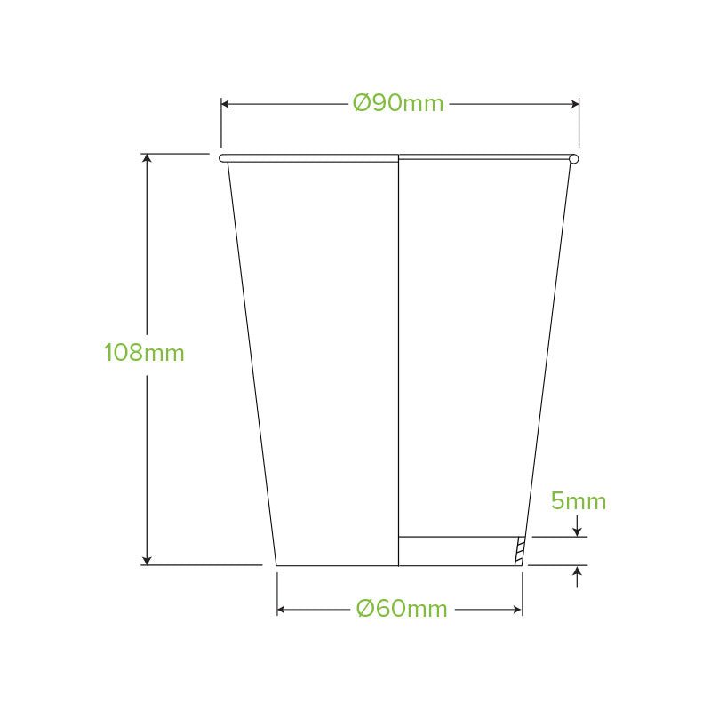 390mL/12oz (90mm) Leaf Single Wall BioCup - 1000/CTN - TEM IMPORTS™