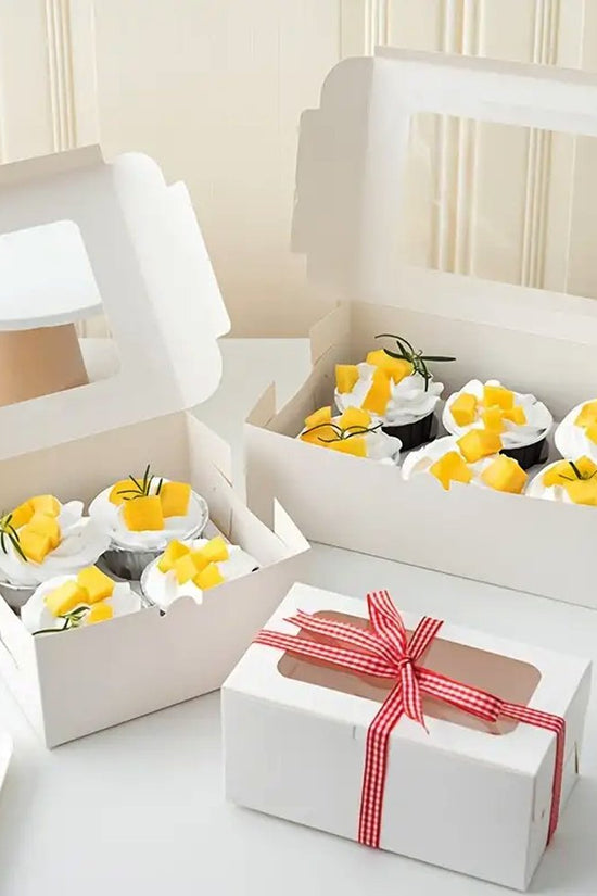 4 Cupcake White Paper Box With Window - TEM IMPORTS™