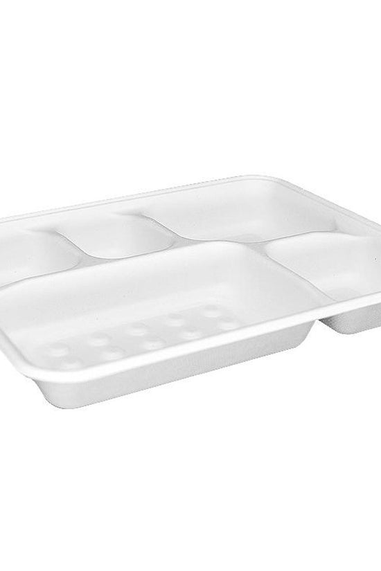 5 Compartment Rectangular Sugarcane Tray - TEM IMPORTS™